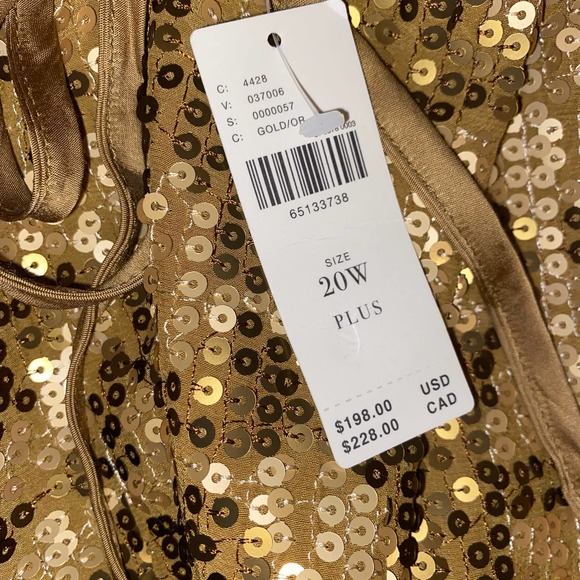 NWT Anthropologie Sequined Design Gold Midi Slip Dress, Size 20W - Picture 9 of 9